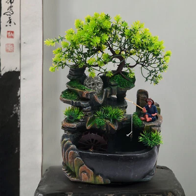 Fuentes de agua interiores SPA yoga Zen escritorio rocosa cascada fuente escritorio LED Foto 1 de 4