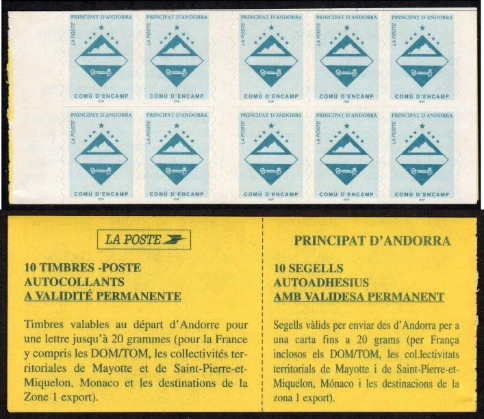 Andorra, French Administration Scott #477a VF MNH 1997 Arms of Encamp Booklet - Image 1 of 1