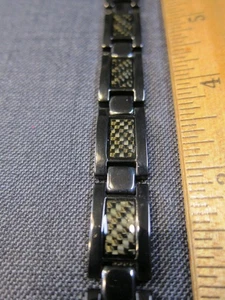 Gorgeous Spartan Titanium black w/green basketweave 7" bracelet men - Picture 1 of 8