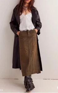 NWT We The Free Harmonica Coated DenimMaxi Skirt Free People Cargo Size 27 - Picture 1 of 18