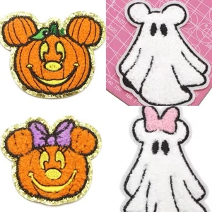 🔥4 DISNEY Mickey Minnie Mouse Pumpkin Ghost Iron On Patch Halloween Disneyland - Picture 1 of 13