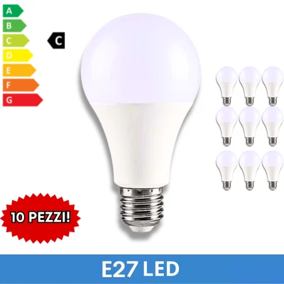 10 LAMPADINE LED E27 LUCE FREDDA LUCE CALDA DA 3W 5W 6W 7W 9W 12W 15W 18W 20W - Immagine 1 di 4