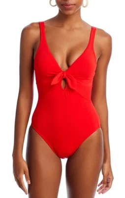 Traje de baño Robin Piccone para mujer talla 8 rojo ardiente Ava corbata delantera $168 ZP-110 Foto 1 de 4