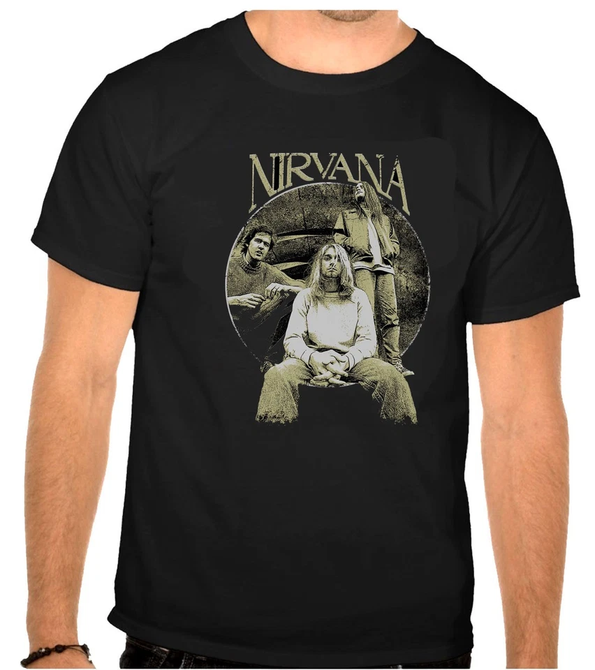 FRUIT OF THE LOOM Kurt Cobain Nirvana Rock Music Logo schwarz Kinder T-Shirt -1242 -Kids