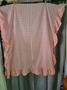 De Colección Sears Gingham Rosa Blanco Cuadros Volantes Borde Cortina Panal 49" X 44" - Imagen 1 de 10