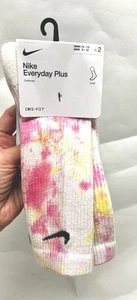Calcetines Nike Para Hombre Grandes Dri FIT Acolchados Crew 2 Pares Rosa Verde Tie Dye FJ0747 - Imagen 1 de 7