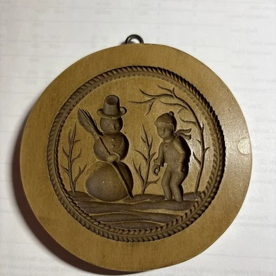 Snowman And Child  Springerle Mold Hand Made in Switzerland (2129) 4” Hand made - Image 1 of 3