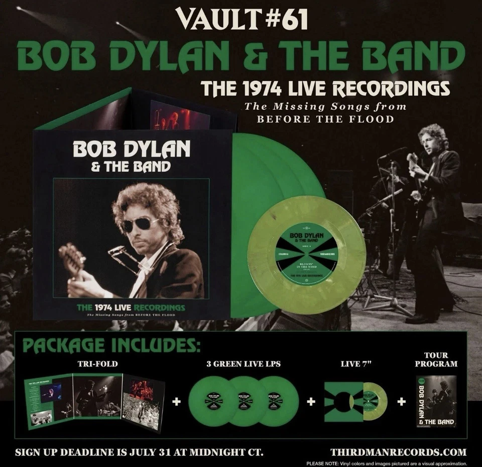 Bob Dylan TMR Vault #61 / Missing Songs From Before The Flood 3xLP & 7”Green NEW - Image 1 of 1