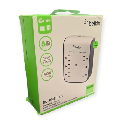 Belkin SurgePlus Wall Mount Charger 6 Outlet 2 USB 900 Joules BSV602tt  - Image 1 of 4