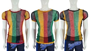 T-shirt a rete Rasta Lion One Love - maglietta reggae giamaicana cotone stringato - Foto 1 di 4