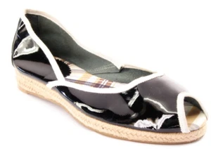 New ENZO ANGIOLINI Women Black Patent Leather Heel Flat Peep Toe Shoe Sz 9.5 M - Picture 1 of 1