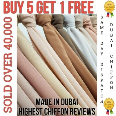 ABAYA GALORE Chiffon Schal Hijab KAUFEN 5 ERHALTEN SIE 1 GRATIS Premium Qualität eleganter Sarong Schal Wraps