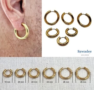 Orecchini da uomo pirata a cerchio in acciaio inox cerchi donna oro spessi 4 mm - Imagen 1 de 28