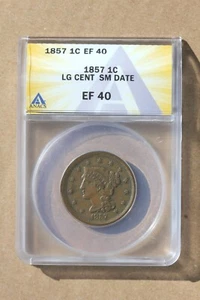 1857 LARGE CENT SMALL DATE ANACS EF50 EXTREMELY FINE - Picture 1 of 2