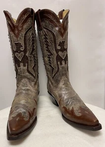 Corral Boots Brown Sequins Eagle Inlay Size 8 1/2 - Picture 1 of 13