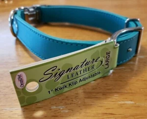 Large OmniPet Kwik Klip Collar 1" Adjustable 18"-22" Leather Jade 6111-JD New - Picture 1 of 7