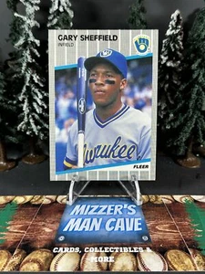 1989 Fleer Baseball Gary Sheffield Brewers Base Card RC Rookie 196 - Picture 1 of 2