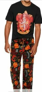 Men's New LARGE Harry Potter Gryffindor Print Tee & Sleep Pants Set Pajamas - Picture 1 of 2