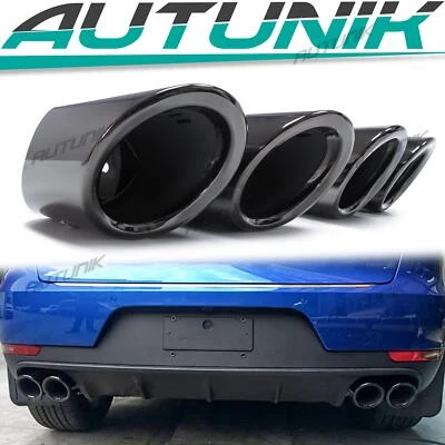 Gloss Black Exhaust Tips Stainless for Porsche Macan 2.0L Base 2015-2018 - Image 1 of 4
