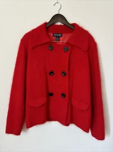 Woman’s High Quality Venesha Angora Button-Up Blazer Jacket, Red, Size Large - Picture 1 of 5