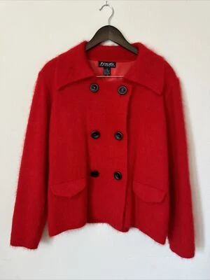 Woman’s High Quality Venesha Angora Button-Up Blazer Jacket, Red, Size Large - Image 1 of 4