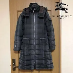 Authen BURBERRY BRIT Long Down Coat Check Brit Women's Jacket Outerwear Size XS - Picture 1 of 10
