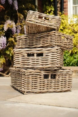 Kubu Shallow Storage Basket Home Tidy Toys Wicker Organiser Choice Of Sizes - Image 1 of 4