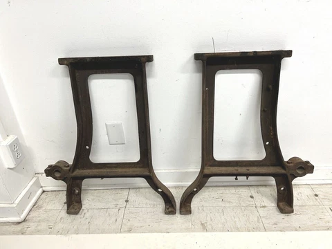 Vintage Industrial TABLE LEGS cast iron metal work bench ends MACHINE AGE dining Cover