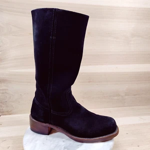 De Colección Frye Campus 14L Botas Mujer 11 M Negro Gamuza Puntera Cuadrada Western - Imagen 1 de 13
