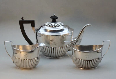 Juego de té antiguo de plata de ley de 3 piezas estilo reina Ana, mono L abedules? NotScrap Foto 1 de 4