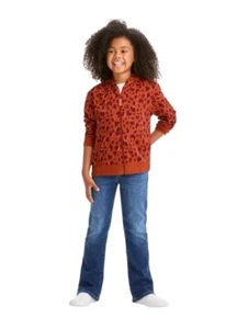 Cat & Jack Girls Zip-Up Full Zip Fleece Hoodie Sweatshirt Chestnut Orange M - Picture 1 of 9