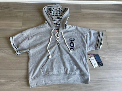 Tommy Hilfiger Tommy 女孩裁剪运动衫毛衣灰色航海女式 M 全新带标签 — 第 1/4 张图片