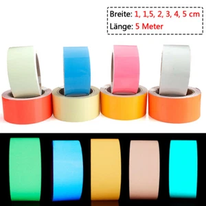 1cm - 5cm Breite Selbstklebend Nachleuchtend Klebe Band Fluoreszierend Folie 5M - Picture 1 of 17