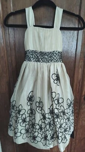 Love Girls size 8 gold/ivory and black sequin and velvet tulle dress with lining - Picture 1 of 7