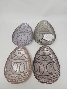 AKCAM Egg SHAPED IRIDESCENT TURKISH GLASS Plates ASSORTED COLORS SET OF 4 NEW - Picture 1 of 7