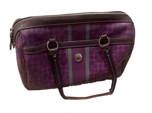 Coach Purple Leather Satchel Handbag Purse - Picture 1 of 11