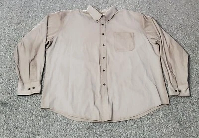 Camisa Dockers Hombres XXL Beige Lavado a Piedra Manga Larga Camisa Abotonada Oficina Trabajo Foto 1 de 4