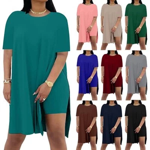 Tracksuit Set Women Short Sleeve T-Shirt Shorts Outfit Ladies Holiday Long Tops - Picture 1 of 23