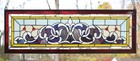 36"W x 12"H Jeweled beveled Tiffany Style stained glass window panel.