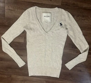 Girls Ivory Sweater Deep V Abercrombie And Fitch Kids Size Large - Picture 1 of 4