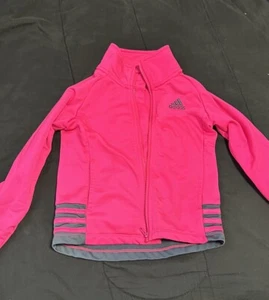 Adidas Girl Jacket Full Zip Peplum Long Sleeve Pink Size 5 (youth) - Picture 1 of 4