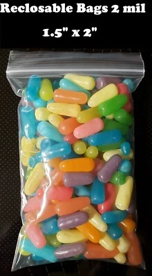 1.5" x 2" Clear Plastic Bags 2Mil Jewelry Resealable Lock Top 2 Mil Zip Baggies - Image 1 of 2