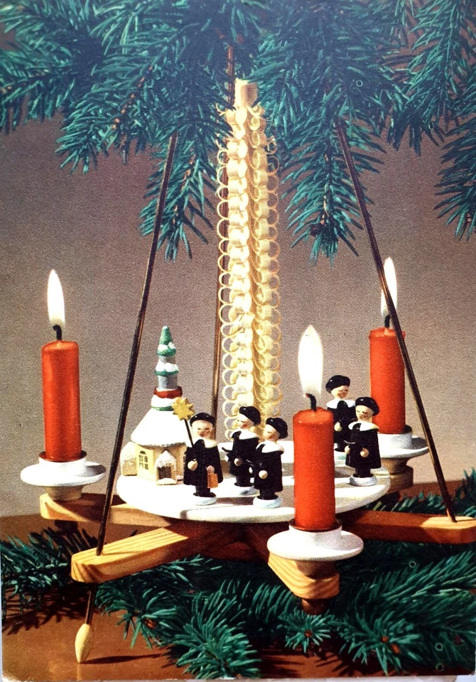 Kurrende Seiffner Kirche Pyramide Volkskunst DDR Motivkarte - 1965 - Bild 1 von 1