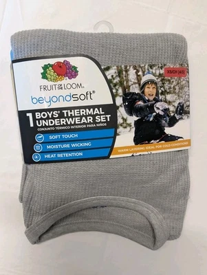 Fruit of the Loom Boys XS (4-5) Conjunto de ropa interior térmica gris 2 piezas nuevo con etiquetas suave.(1375) Foto 1 de 4