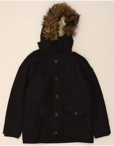 HOLLISTER Mens Hooded Parka Jacket UK 36 Small Black Polyester JR10 - Picture 1 of 3