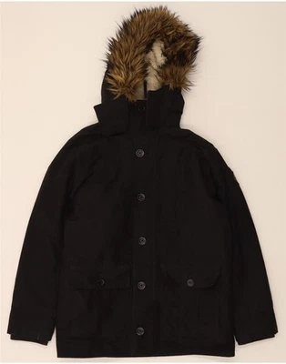 HOLLISTER Mens Hooded Parka Jacket UK 36 Small Black Polyester JR10 - Image 1 of 3