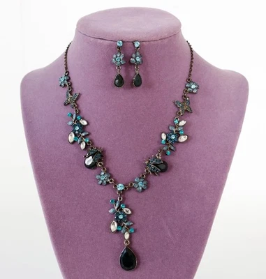 VTG 90s Butterfly Ladybug Rhinestones Necklace Earrings Set Whimsigoth Fairy Y2K - Image 1 of 4