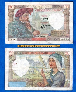 50 Francs Jacques Cœur 13/6/1940 TTB J.12 38994  - Type 1941 - Imagen 1 de 1