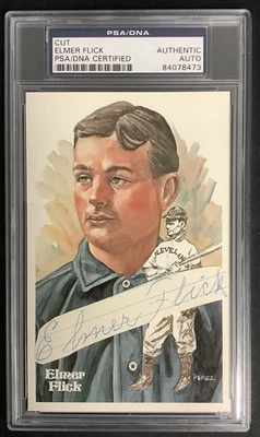 Elmer Flick Signed Perez Steele Postcard Cut Index Phillies Autograph PSA/DNA - Image 1 of 3