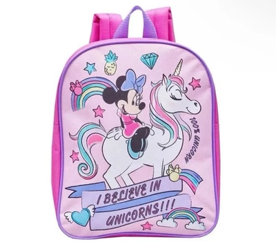 Official Disney Minnie Mouse Unicorn Girls Kids School Bag Back Pack RackSack - Image 1 of 2